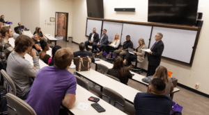 Dr. Doug McIntyre speaks to his class during Fall 2024